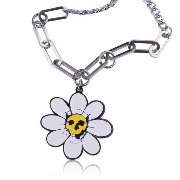 fashion stainless steel sun flower skull necklace for men and women chunky chain harajuku hip hop jewelry pendant necklaces, Silver
fashion stainless steel sun flower skull necklace for men and women chunky chain harajuku hip hop jewelry pendant necklaces, Silver