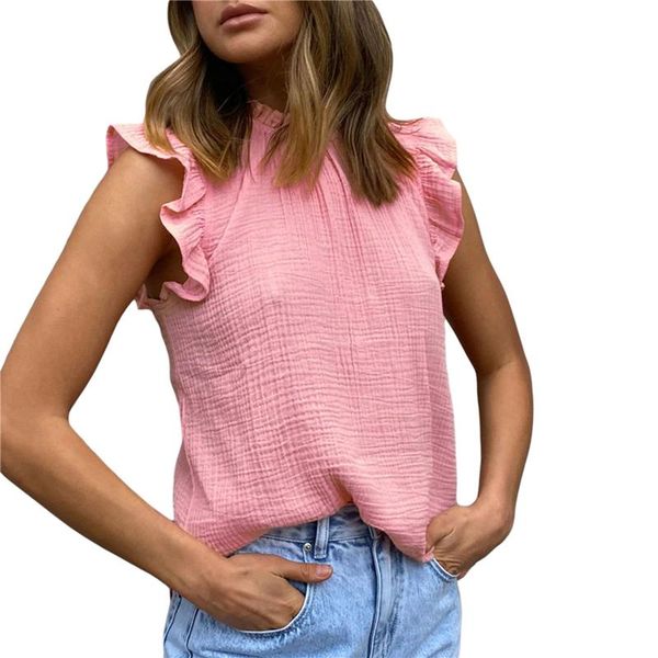 women's blouses & shirts women elegant ruffle trim half high neck office lady solid color womens and haut femme, White
women's blouses & shirts women elegant ruffle trim half high neck office lady solid color womens and haut femme, White