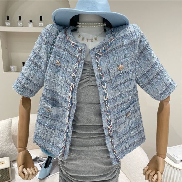 summer vintage button pocket short sleeve tweed korean female jacket outwear chaqueta mujer, Black;brown
summer vintage button pocket short sleeve tweed korean female jacket outwear chaqueta mujer, Black;brown