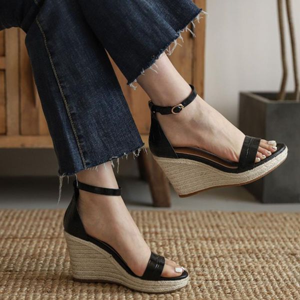 dress shoes jouir talons women wedges heel platform starw open toe elegant sandals for footwear, Black
dress shoes jouir talons women wedges heel platform starw open toe elegant sandals for footwear, Black