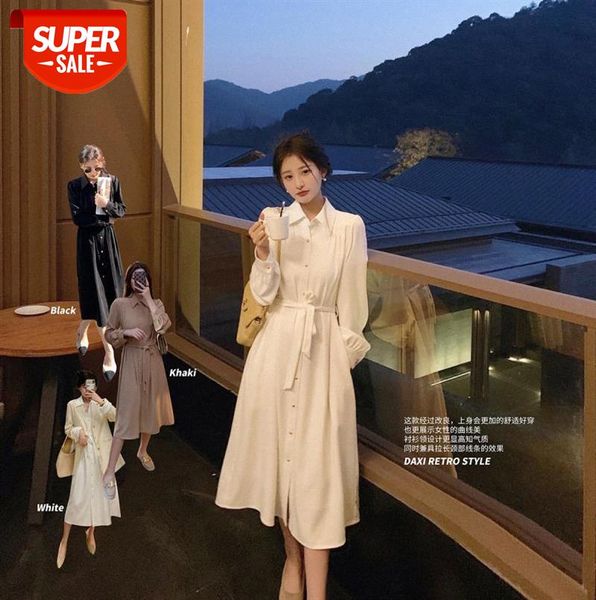 year female design french shirt skirt over the knee retro tea break temperament dress #ko1s, Black;gray
year female design french shirt skirt over the knee retro tea break temperament dress #ko1s, Black;gray