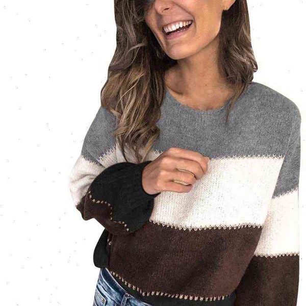 women sweaters patchwork color knitwear pullovers winter fashion long sleeve o neck casual loose for drop, White;black
women sweaters patchwork color knitwear pullovers winter fashion long sleeve o neck casual loose for drop, White;black