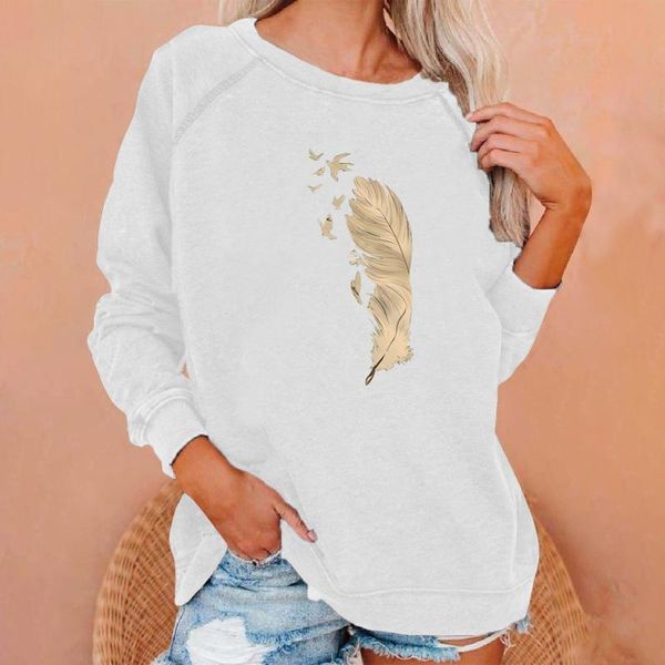 women's hoodies & sweatshirts 2021 womens elegant pullover fashion feather printed outwear ladies long-sleeved o-neck loose sweatshirt, Black
women's hoodies & sweatshirts 2021 womens elegant pullover fashion feather printed outwear ladies long-sleeved o-neck loose sweatshirt, Black