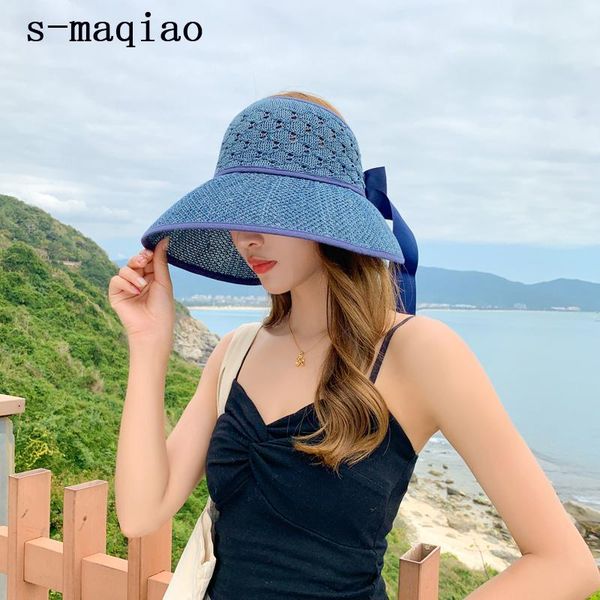 summer straw hat for women wide brim beach cap uv protection visor sun hats fashion bow ribbon panama floppy sunhat, Blue;gray
summer straw hat for women wide brim beach cap uv protection visor sun hats fashion bow ribbon panama floppy sunhat, Blue;gray