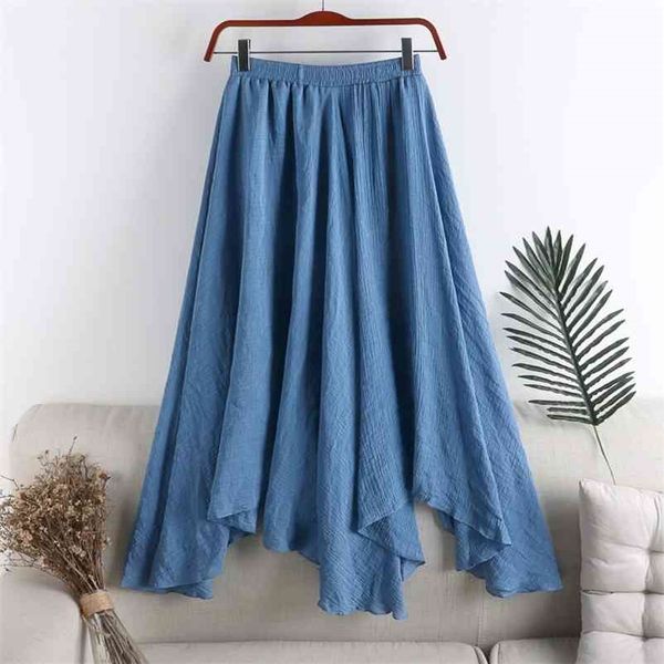 linen skirt women's spring summer women midi solid color wild irregular pleated blue black big swing fishtail 210621
linen skirt women's spring summer women midi solid color wild irregular pleated blue black big swing fishtail 210621