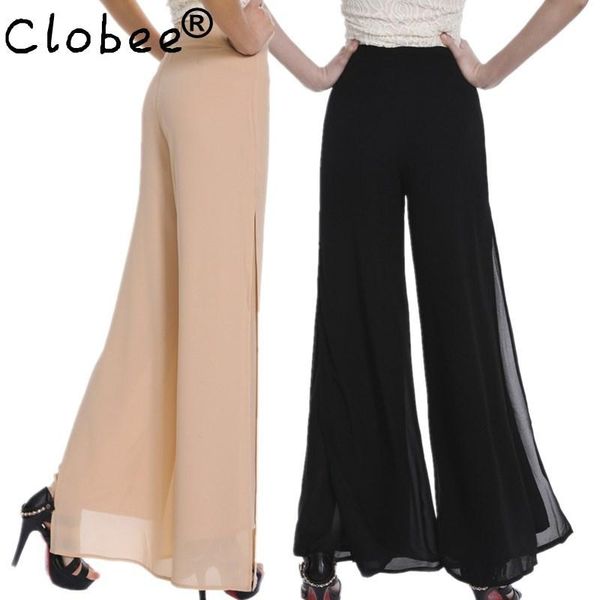women's pants & capris 2021 est summer double chiffon wide leg women vintage loose plus size soft dance bell bottom causal pantalon fem, Black;white
women's pants & capris 2021 est summer double chiffon wide leg women vintage loose plus size soft dance bell bottom causal pantalon fem, Black;white