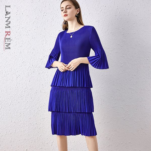 pleated cake dress female three-quarter flare sleeves elegant temperament stretch slim women dresses 2a3401 210507, Black;gray
pleated cake dress female three-quarter flare sleeves elegant temperament stretch slim women dresses 2a3401 210507, Black;gray