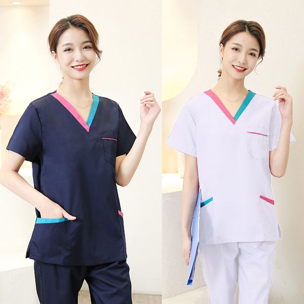 plug size scrub set women medical uniforms v neck hospital workwear short sleeve nursing uniforms cotton veterinary coveralls doctor costume, Black;white
plug size scrub set women medical uniforms v neck hospital workwear short sleeve nursing uniforms cotton veterinary coveralls doctor costume, Black;white
