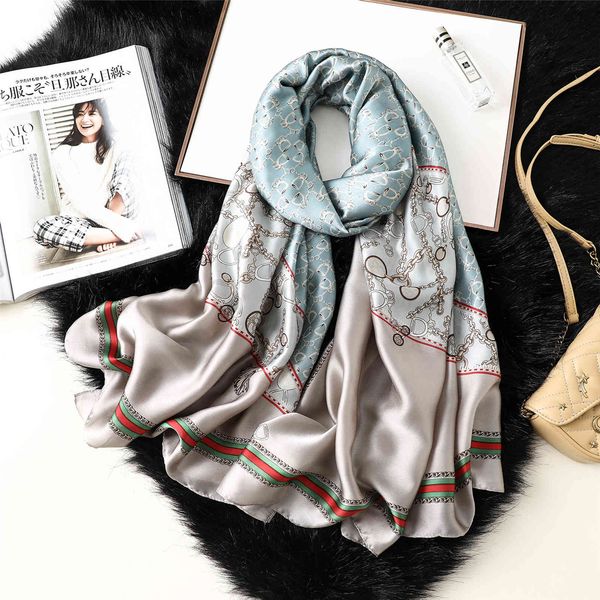 spring summer autumn winter women's new chain printing fashion sunscreen shawl scarf dual purpose silk beach towel, Blue;gray
spring summer autumn winter women's new chain printing fashion sunscreen shawl scarf dual purpose silk beach towel, Blue;gray
