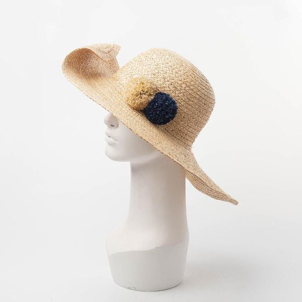 stingy brim hats 01901-hh7276 summer natural handmade raffia pompon beach leisure lady sun cap women holiday straw hat, Blue;gray
stingy brim hats 01901-hh7276 summer natural handmade raffia pompon beach leisure lady sun cap women holiday straw hat, Blue;gray