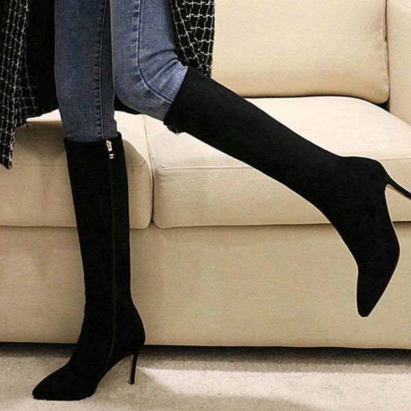 boots ladies faux suede knee high spring autumn fashion pointed stiletto heels female winter plus size zipper, Black
boots ladies faux suede knee high spring autumn fashion pointed stiletto heels female winter plus size zipper, Black