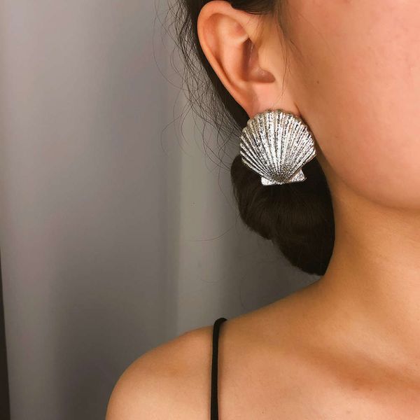 new versatile scallop simple for women fashion frosted shell temperament earrings, Black
new versatile scallop simple for women fashion frosted shell temperament earrings, Black