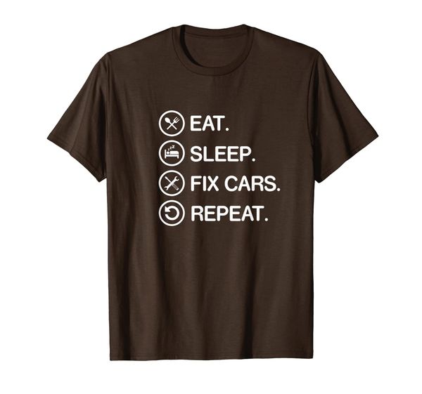 eat sleep fix cars repeat funny mechanic t shirt gift, White;black