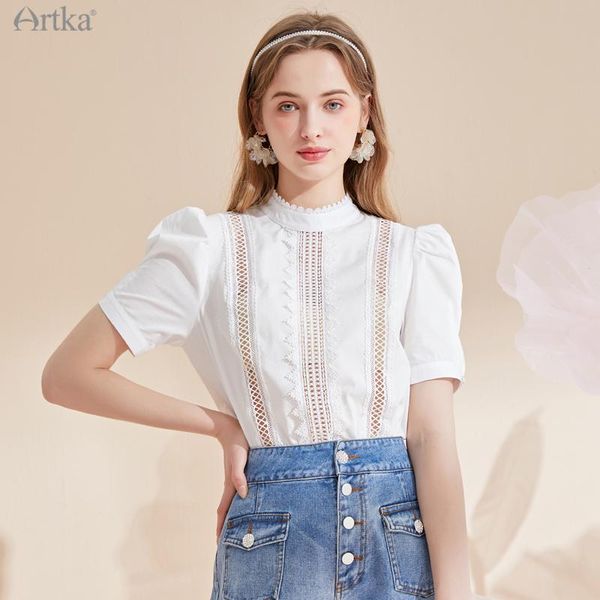 women's blouses & shirts artka 2021 summer women blouse french vintage stand collar hollow out puff sleeve pure cotton white sa25212x
women's blouses & shirts artka 2021 summer women blouse french vintage stand collar hollow out puff sleeve pure cotton white sa25212x