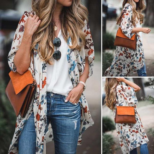 women oversized vintage print kimono cardigans celmia 2021 summer beach cover up casual loose long shirts stylish blouses women's &, White
women oversized vintage print kimono cardigans celmia 2021 summer beach cover up casual loose long shirts stylish blouses women's &, White