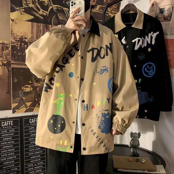 handsome jacket male spring autumn korean trend graffiti hip-hop loose coat fashion brand hong kong style streetwear men's jackets, Black;brown
handsome jacket male spring autumn korean trend graffiti hip-hop loose coat fashion brand hong kong style streetwear men's jackets, Black;brown