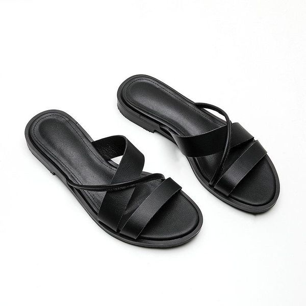 100% real leather summer shoes woman flat slippers flips flops low heeled casual ladies sandals size 33-46, Black
100% real leather summer shoes woman flat slippers flips flops low heeled casual ladies sandals size 33-46, Black