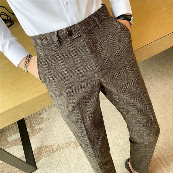 men's suits & blazers autumn winter plaid business dress pants men formal office social suit british style casual slim fit trousers clo, White;black
men's suits & blazers autumn winter plaid business dress pants men formal office social suit british style casual slim fit trousers clo, White;black