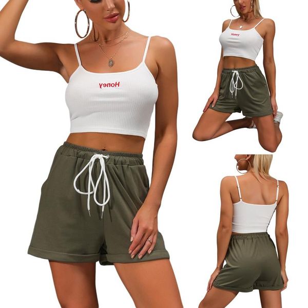 women fashion elastic waist solid color shorts summer casual for ladies female women's, White;black
women fashion elastic waist solid color shorts summer casual for ladies female women's, White;black