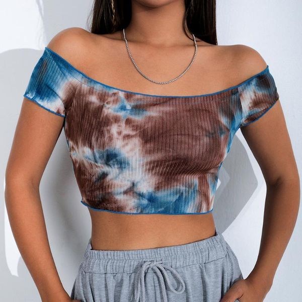 women's t-shirt tie dye short summer slim slash neck sleeve crop ropa mujer baby, White
women's t-shirt tie dye short summer slim slash neck sleeve crop ropa mujer baby, White