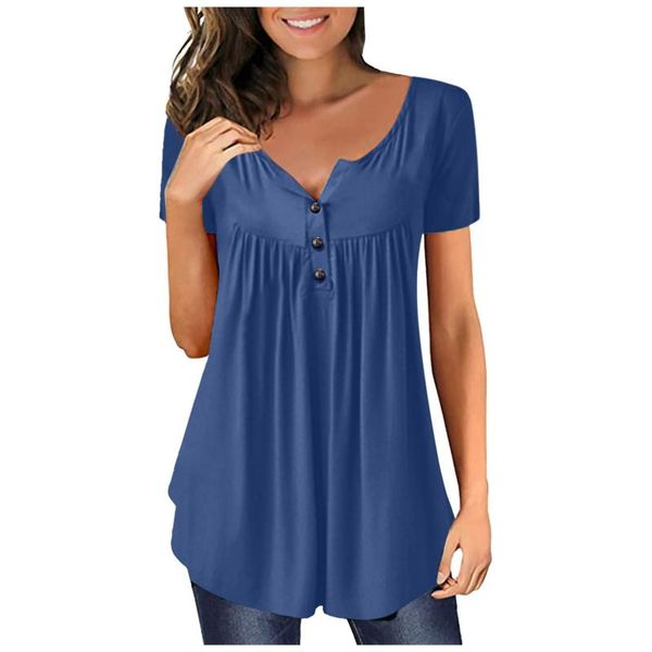women's t-shirt button pleated t-shirts print v neck solid loose casual fashion summer female short sleeve blusas pullover, White
women's t-shirt button pleated t-shirts print v neck solid loose casual fashion summer female short sleeve blusas pullover, White