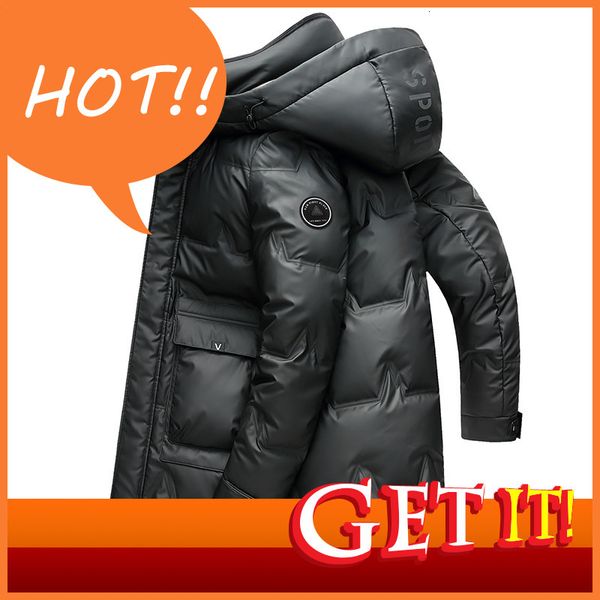 90% white duck down jacket men's medium and long winter hooded thickened large, Black
90% white duck down jacket men's medium and long winter hooded thickened large, Black