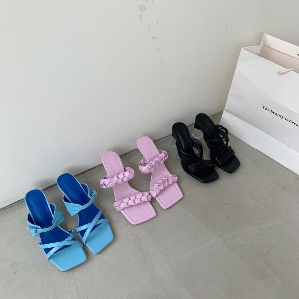 slippers shoes woman 2021 square toe summer thin heels heeled mules pantofle glitter slides gingham cross-tied fashion high, Black
slippers shoes woman 2021 square toe summer thin heels heeled mules pantofle glitter slides gingham cross-tied fashion high, Black