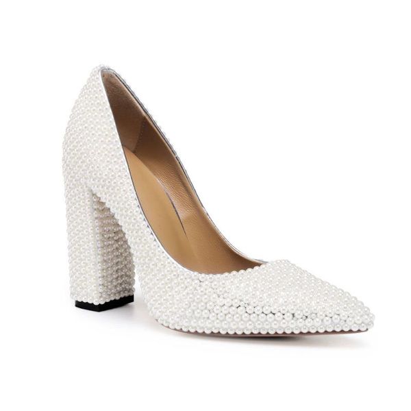 european and american high-heeled pearl pumps women white bride wedding shoes dress, Black 
european and american high-heeled pearl pumps women white bride wedding shoes dress, Black