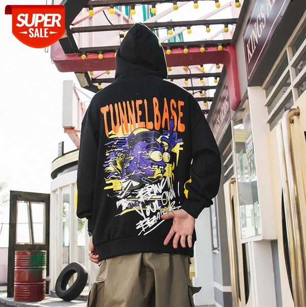 american street fashion casual sweater high oversize anime graffiti print hooded men #d786, Black
american street fashion casual sweater high oversize anime graffiti print hooded men #d786, Black