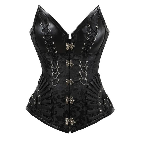 women's shapers steel boned women corset waist slimming cincher bustier overbust rivet gothic gorset retro vintage royal corselet femme, Black;white
women's shapers steel boned women corset waist slimming cincher bustier overbust rivet gothic gorset retro vintage royal corselet femme, Black;white