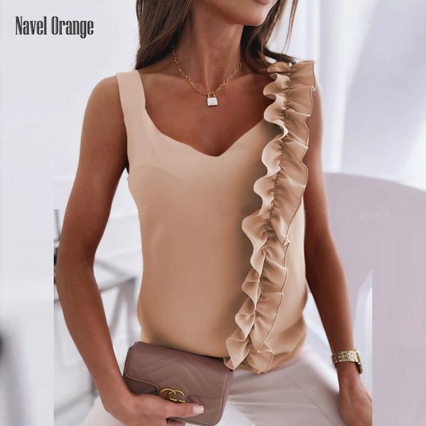 women's blouses & shirts summer women solid v-neck sleeveless blouse ruffles slim pullover casual fashion elegant streetwear drop, White
women's blouses & shirts summer women solid v-neck sleeveless blouse ruffles slim pullover casual fashion elegant streetwear drop, White