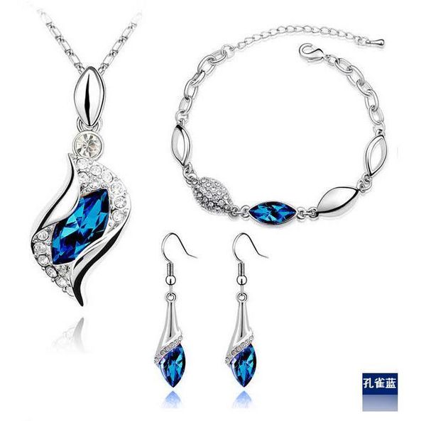earrings & necklace fashion rhinestone horse eye crystal bracelet set jewelry sets wholesale, Silver 
earrings & necklace fashion rhinestone horse eye crystal bracelet set jewelry sets wholesale, Silver