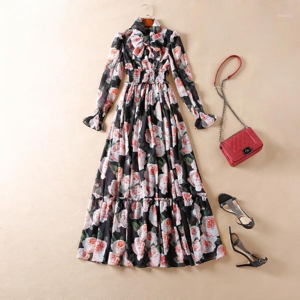 casual dresses women maxi dress runway o neck long floral printed elegant beach np0340n, Black;gray
casual dresses women maxi dress runway o neck long floral printed elegant beach np0340n, Black;gray