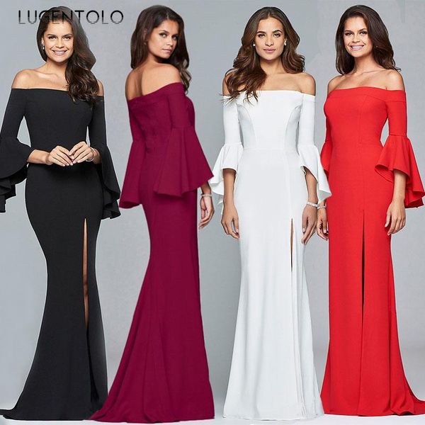 lugentolo party dress women slim dinner dresses slash neck breast wrap hem split big swing ladies long casual, Black;gray
lugentolo party dress women slim dinner dresses slash neck breast wrap hem split big swing ladies long casual, Black;gray