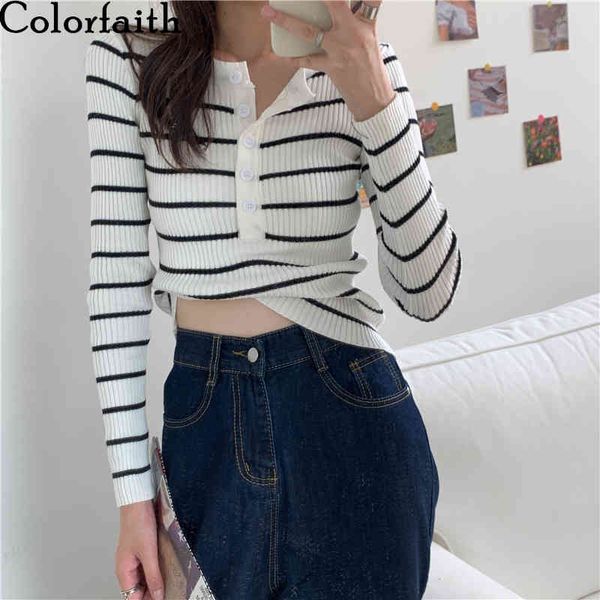 colorfaith new autumn winter women sweater buttons knitted pullovers striped casual fashionable wild ladies swq393 210413, White;black
colorfaith new autumn winter women sweater buttons knitted pullovers striped casual fashionable wild ladies swq393 210413, White;black