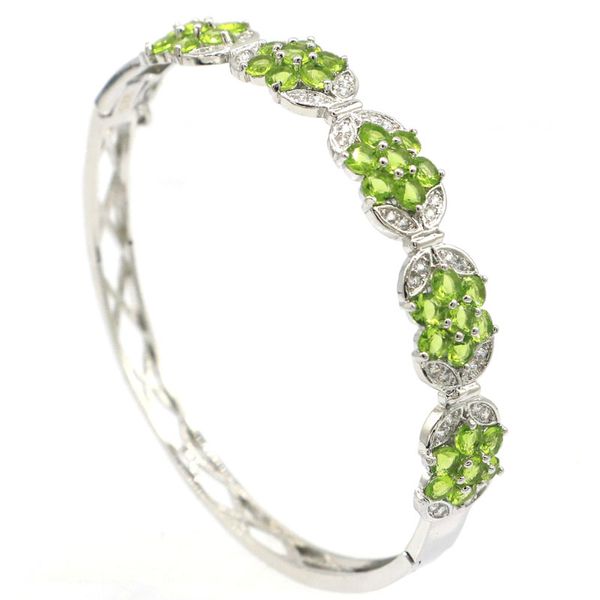 65x10mm pretty flowers 12.6g created green peridot pink morganite 925 sterling silver bangle bracelet 7.5inch, Black
65x10mm pretty flowers 12.6g created green peridot pink morganite 925 sterling silver bangle bracelet 7.5inch, Black