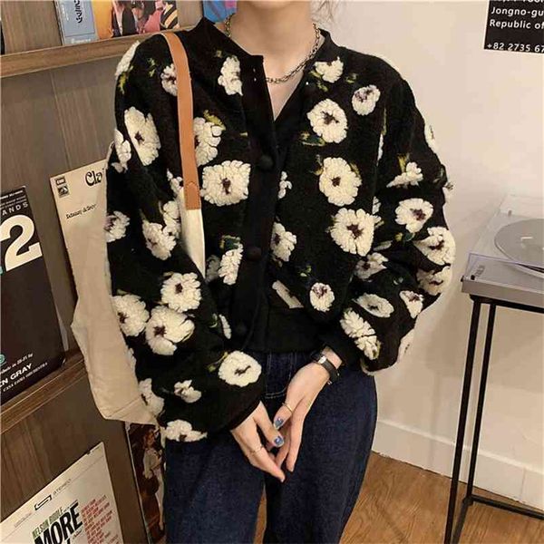 women jacket o-neck floral winter clothes office lady loose casual sweet korean fashion female wild chic coats 210531, Black;brown
women jacket o-neck floral winter clothes office lady loose casual sweet korean fashion female wild chic coats 210531, Black;brown