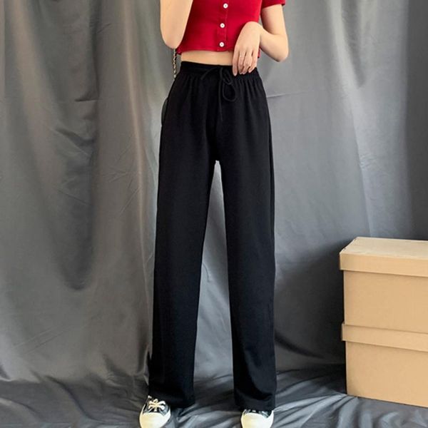 women's pants & capris 2021 cool comfort women loose drawstring high waist straight slacks lady wide leg female oversized casual trouse, Black;white
women's pants & capris 2021 cool comfort women loose drawstring high waist straight slacks lady wide leg female oversized casual trouse, Black;white