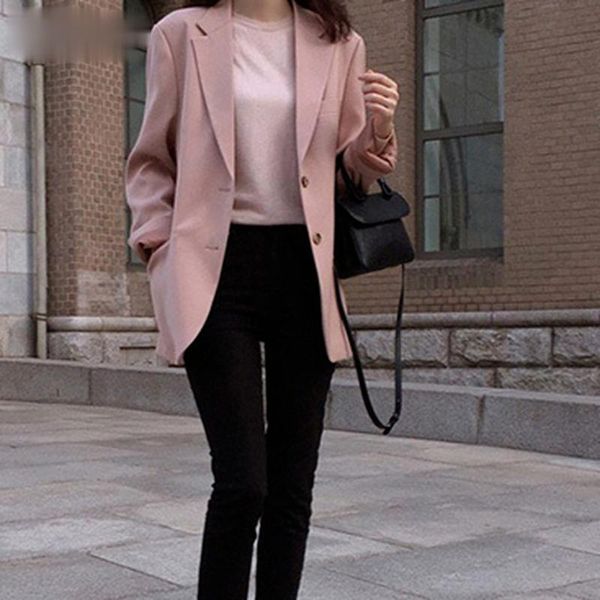 women's suits & blazers work style ol temperament solid blazer women turn dow collar long sleeve single breast jacket femme spring coat, White;black
women's suits & blazers work style ol temperament solid blazer women turn dow collar long sleeve single breast jacket femme spring coat, White;black