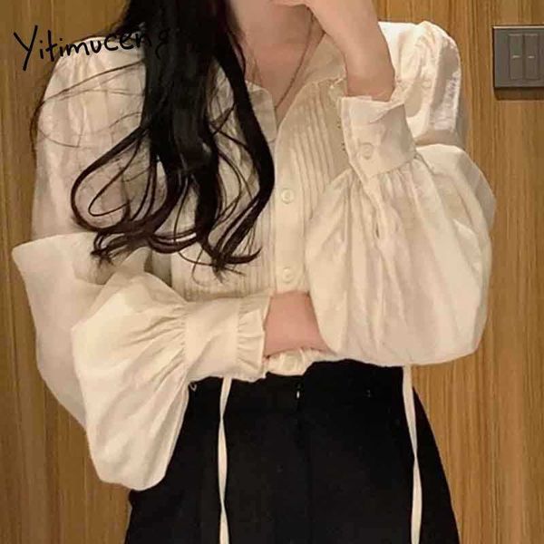 yitimuceng beige blouse women ruffles oveisize office lady shirts puff sleeve lace up unicolor spring summer fashion 210601, White
yitimuceng beige blouse women ruffles oveisize office lady shirts puff sleeve lace up unicolor spring summer fashion 210601, White