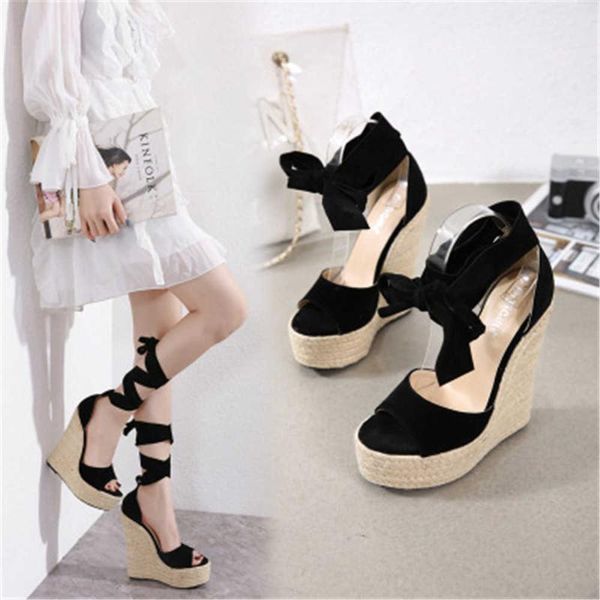 sandals summer fashion flock stretch fabric women's peep toe ankle cross-strap lace-up weaving wedges platform high heels, Black
sandals summer fashion flock stretch fabric women's peep toe ankle cross-strap lace-up weaving wedges platform high heels, Black