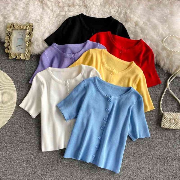 women's sweaters summer fashion o neck single-breasted short-sleeve slim t-shirts for womens short knit women casual t-shirt c, White;black
women's sweaters summer fashion o neck single-breasted short-sleeve slim t-shirts for womens short knit women casual t-shirt c, White;black