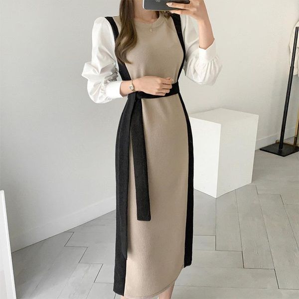 casual dresses for women 2022 elegant office color block knitted midi dress with belt long shirt sleeve patchwork winter, Black;gray
casual dresses for women 2022 elegant office color block knitted midi dress with belt long shirt sleeve patchwork winter, Black;gray