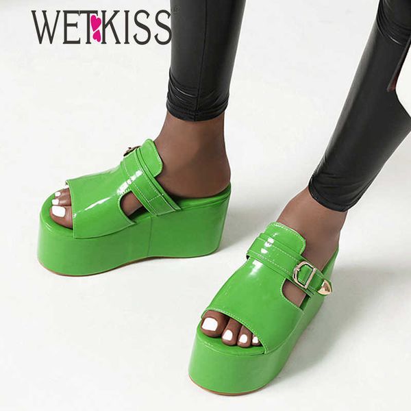 wetkiss slippers summer shoes woman mules platform women shoes high heels buckle slides ladies patent open toe sandals 210630, Black
wetkiss slippers summer shoes woman mules platform women shoes high heels buckle slides ladies patent open toe sandals 210630, Black