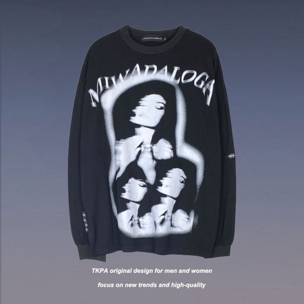tkpa street hip hop long sleeved sweater men's and women's high street portrait graffiti loose lining bottomed shirt trend, Black
tkpa street hip hop long sleeved sweater men's and women's high street portrait graffiti loose lining bottomed shirt trend, Black