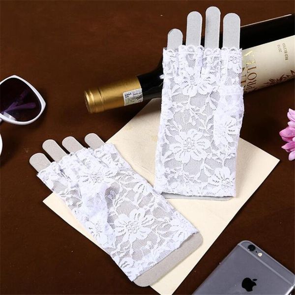 five fingers gloves 3 colors woman lady lace mittens for bride women fingerless party black white beige, Blue;gray
five fingers gloves 3 colors woman lady lace mittens for bride women fingerless party black white beige, Blue;gray