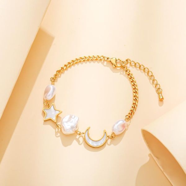 charm bracelets on hand natural pearl shell women's handcuffs moon stars gold charms metal waterproof jewelry gift bag packaging, Golden;silver
charm bracelets on hand natural pearl shell women's handcuffs moon stars gold charms metal waterproof jewelry gift bag packaging, Golden;silver