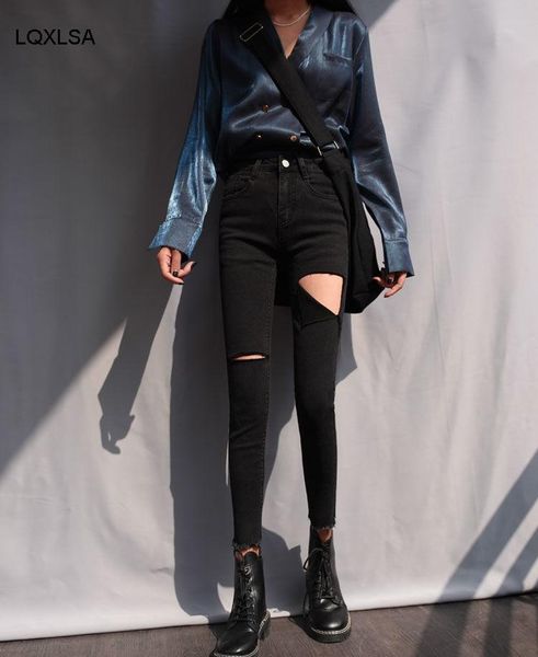 stretch black skinny women ripped holes high waist female hip package capris pencil denim jeans femme 2021 women's, Blue
stretch black skinny women ripped holes high waist female hip package capris pencil denim jeans femme 2021 women's, Blue
