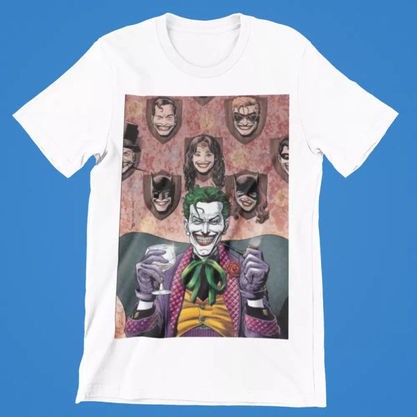 joker t-shirt comic book movie gift retro tee gotham batman bat madness game uk, White;black
joker t-shirt comic book movie gift retro tee gotham batman bat madness game uk, White;black