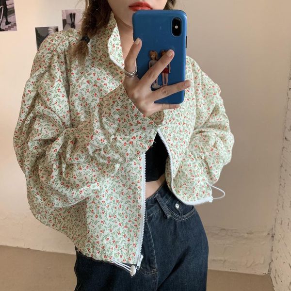 women's jackets 2021 women cottagecore floral printed long sleeve zip up stand collar coat sweet casual outerwear ropa mujer, Black;brown
women's jackets 2021 women cottagecore floral printed long sleeve zip up stand collar coat sweet casual outerwear ropa mujer, Black;brown